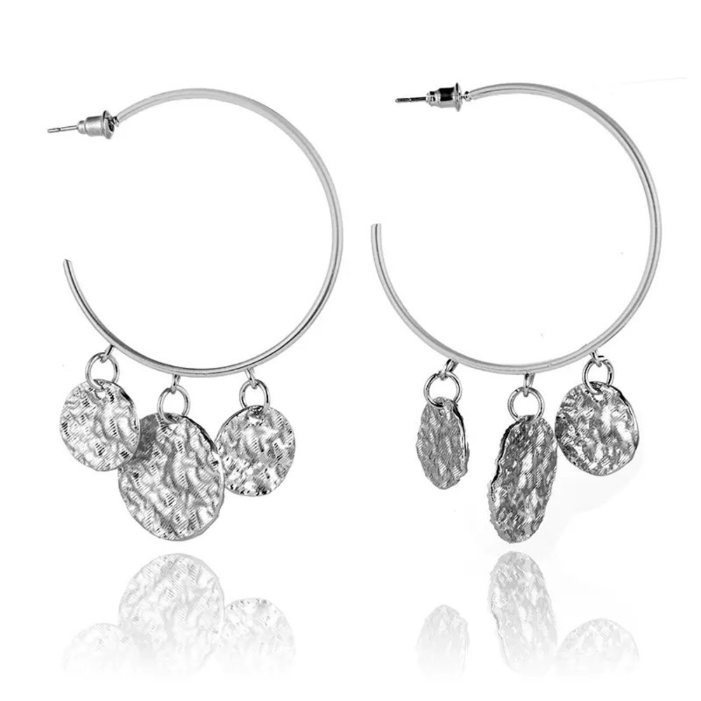 ✨ MAKE OFFER ✨ BOHO SILVER HOOP HAMMERED EARRINGS